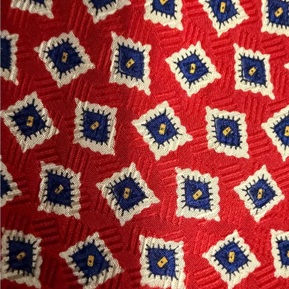 Red and Blue Geometric Patterned Fabric